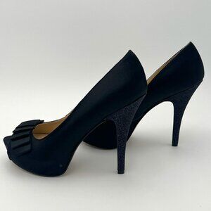 NEW Enzo Angiolini Women’s Black Glitter Peep Toe Pump Stiletto Shoe Sz 5.5